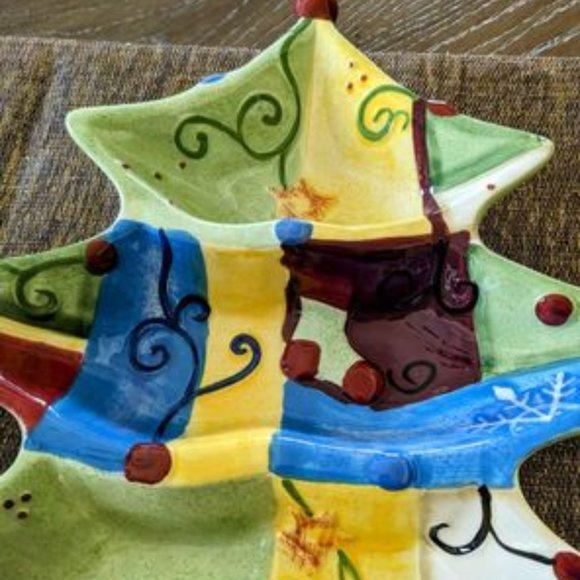 Large Beautiful Christmas Holiday Serving Platter With Gorgeous Details & Colors - Picture 7 of 8